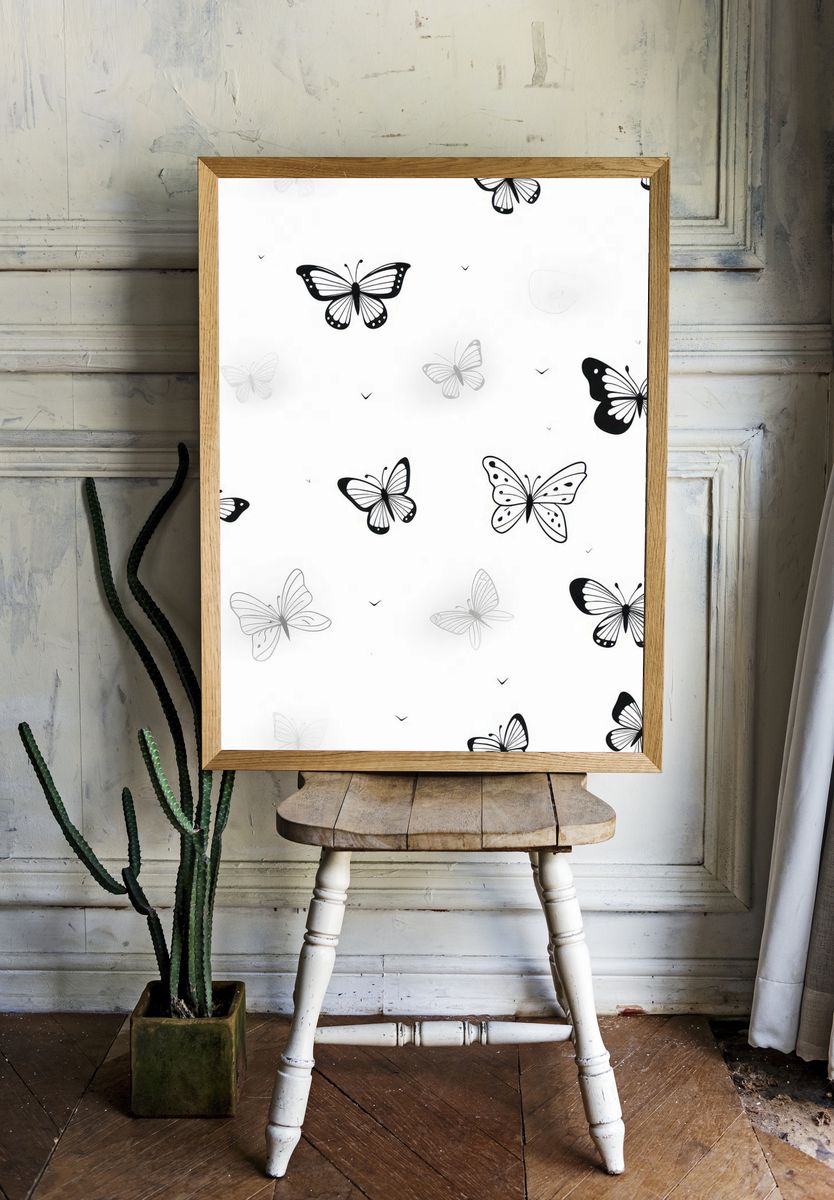 Butterfly Pattern Minimalist Print. — room view 1