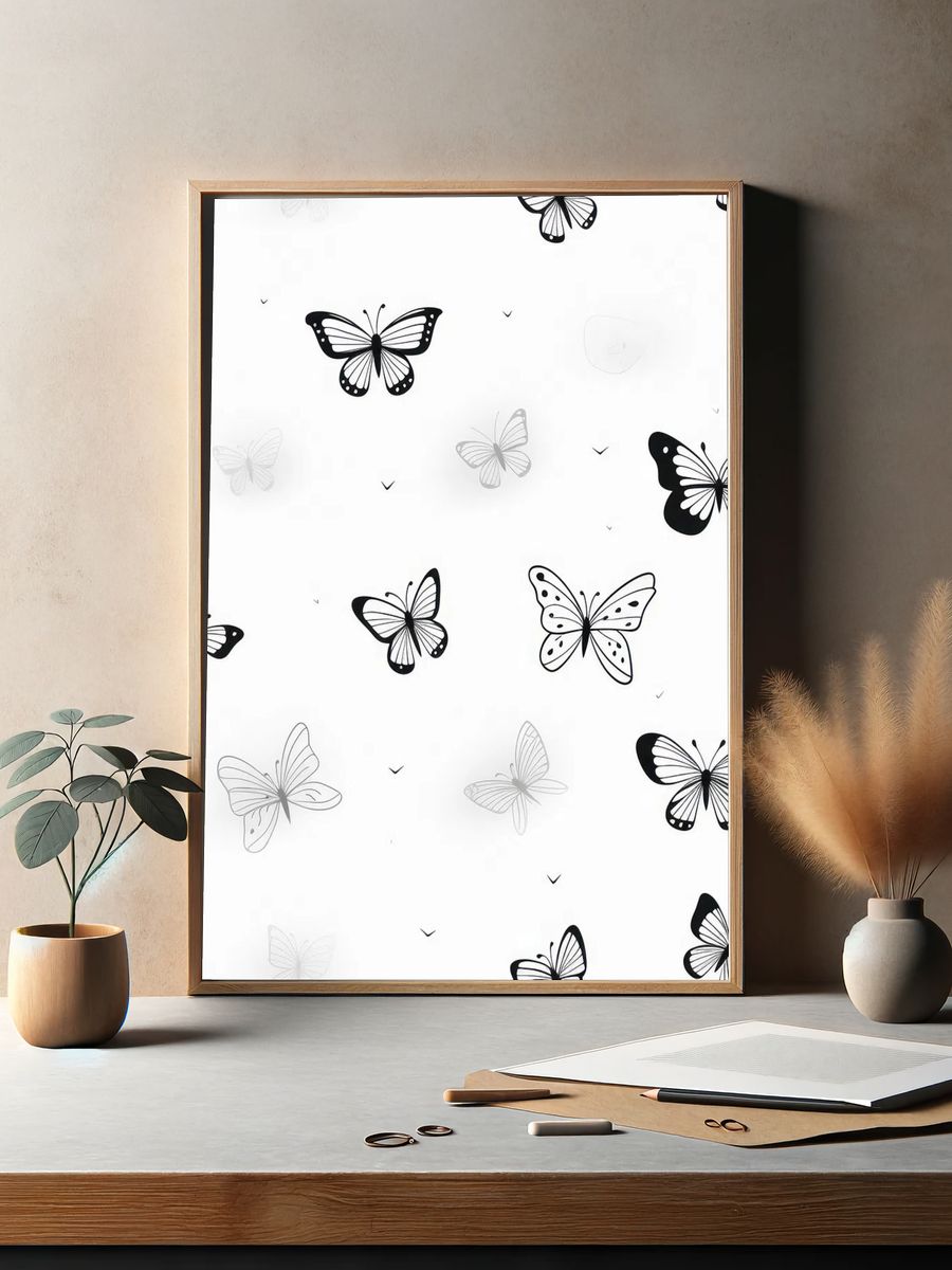 Butterfly Pattern Minimalist Print. — room view 2