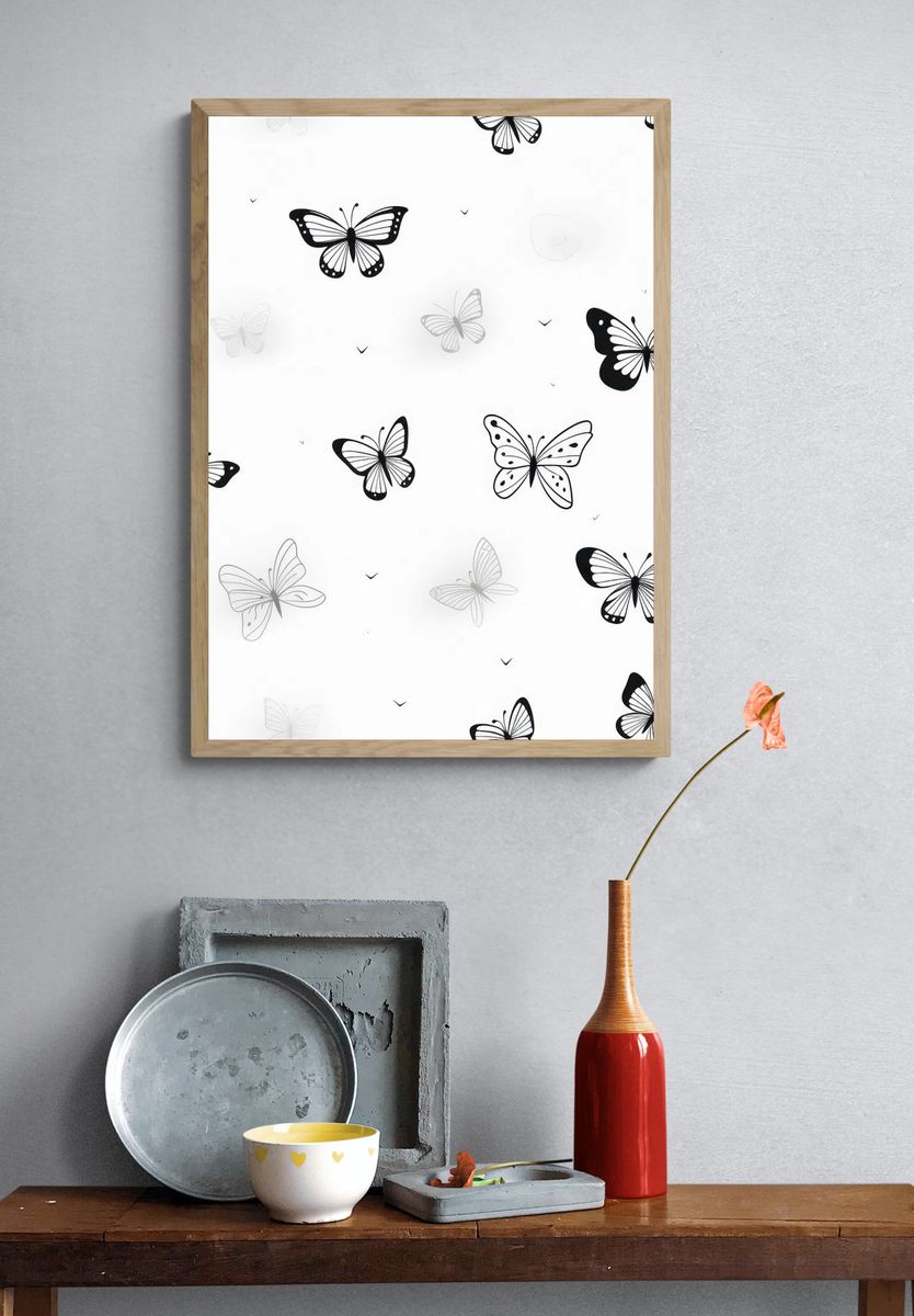 Butterfly Pattern Minimalist Print. — room view 3