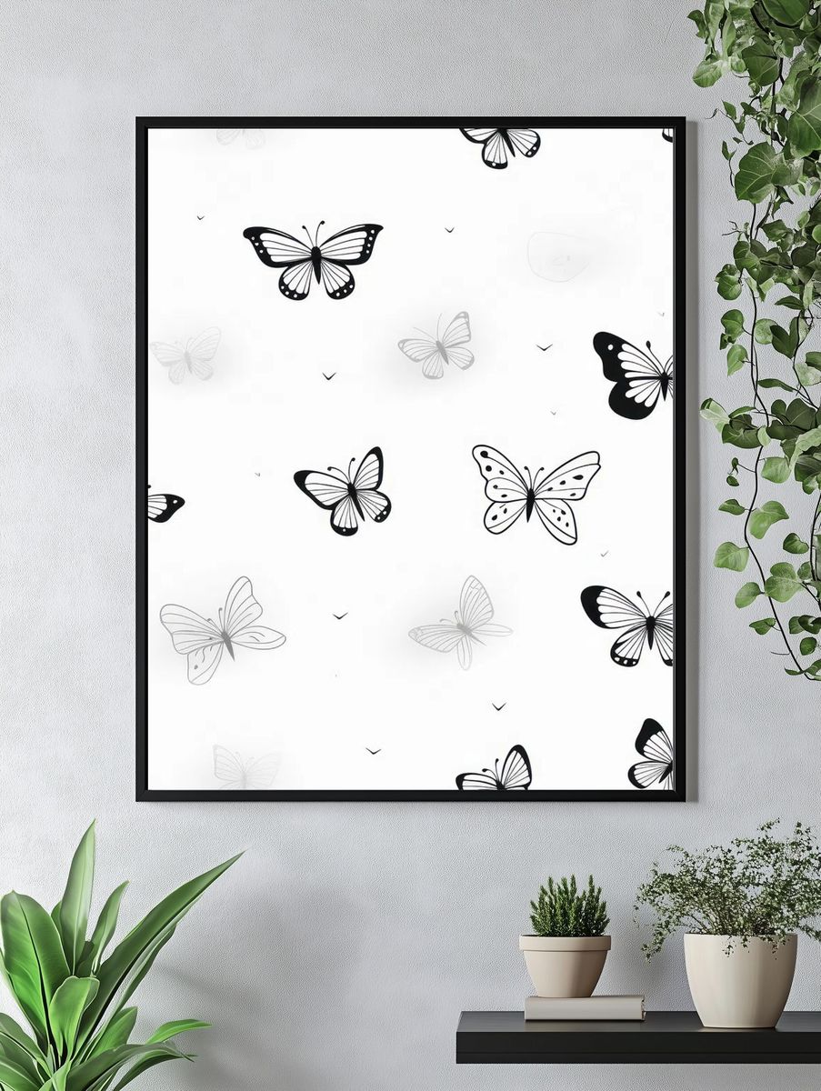 Butterfly Pattern Minimalist Print. — room view 4