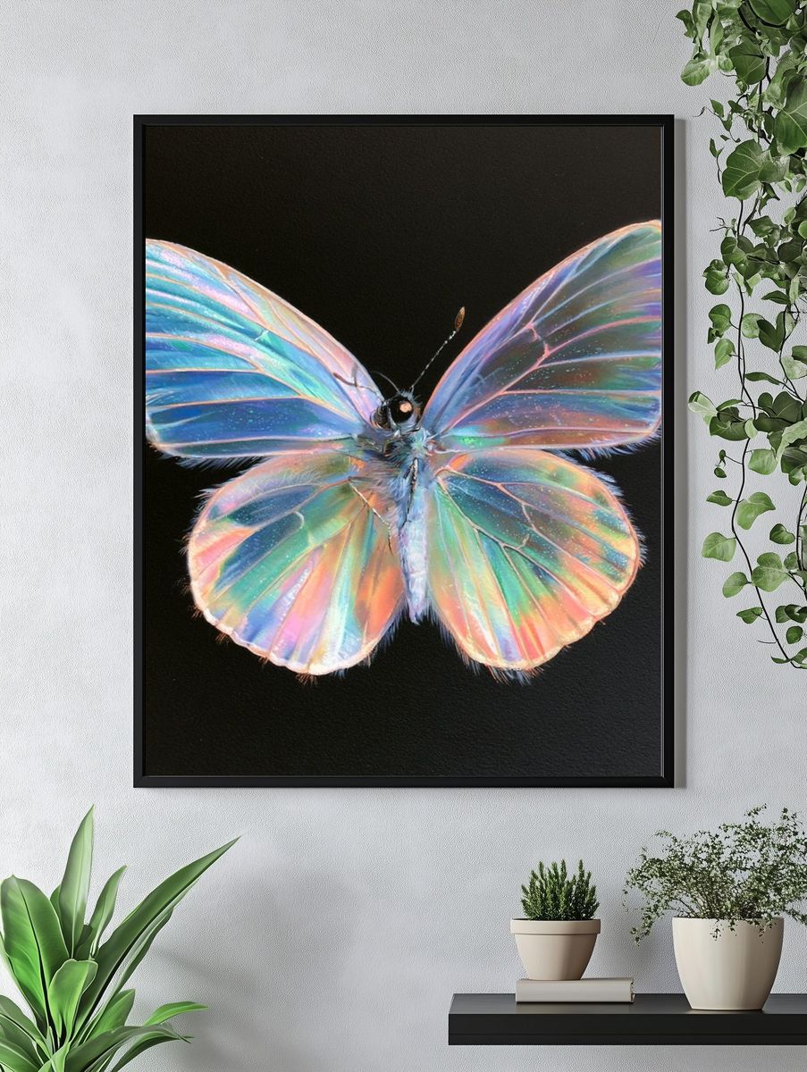 Iridescent Butterfly Illustration Poster. — room view 4