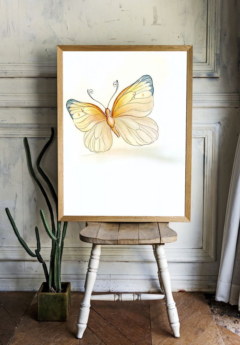 Butterfly Watercolor Print. room preview