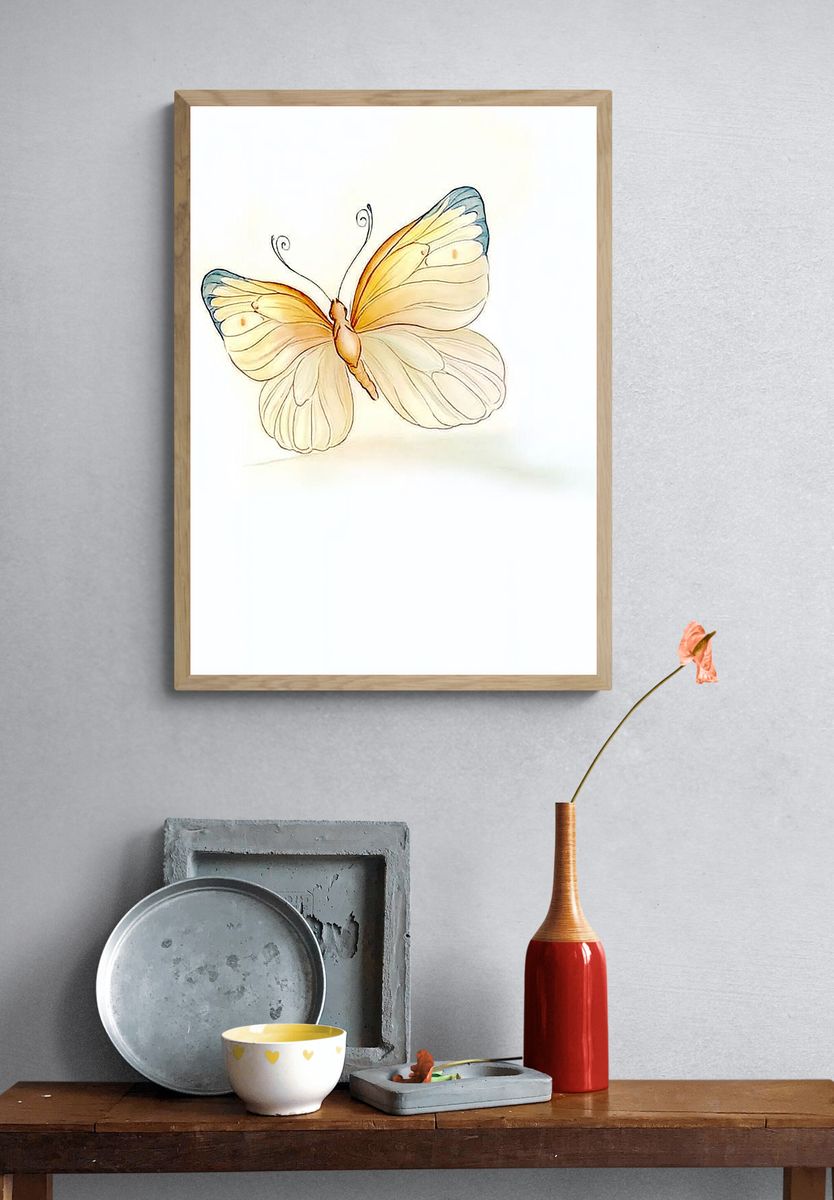 Butterfly Watercolor Print. — room view 3