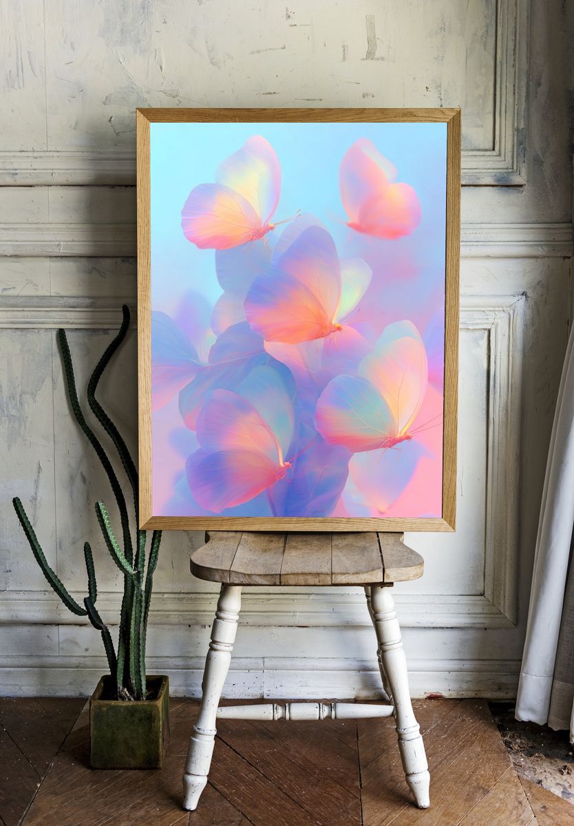 Pastel Butterfly Dream Poster. — room view 1