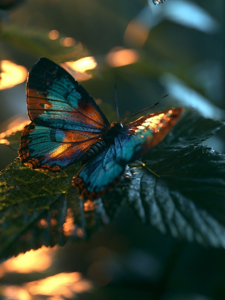Butterfly on Leaves Photography Poster. poster — animals art