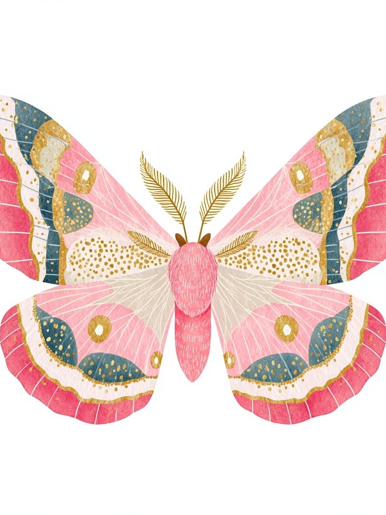 Pink Butterfly Watercolor Print. poster detail