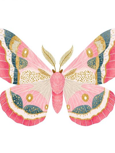 Pink Butterfly Watercolor Print.