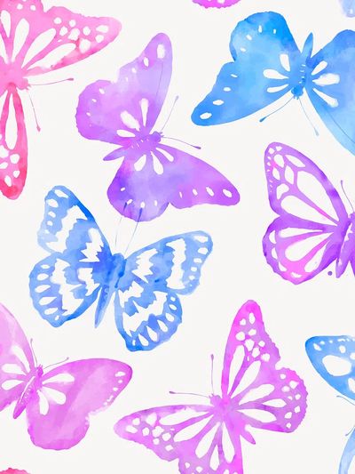 Watercolor butterfly pattern, feminine background.
