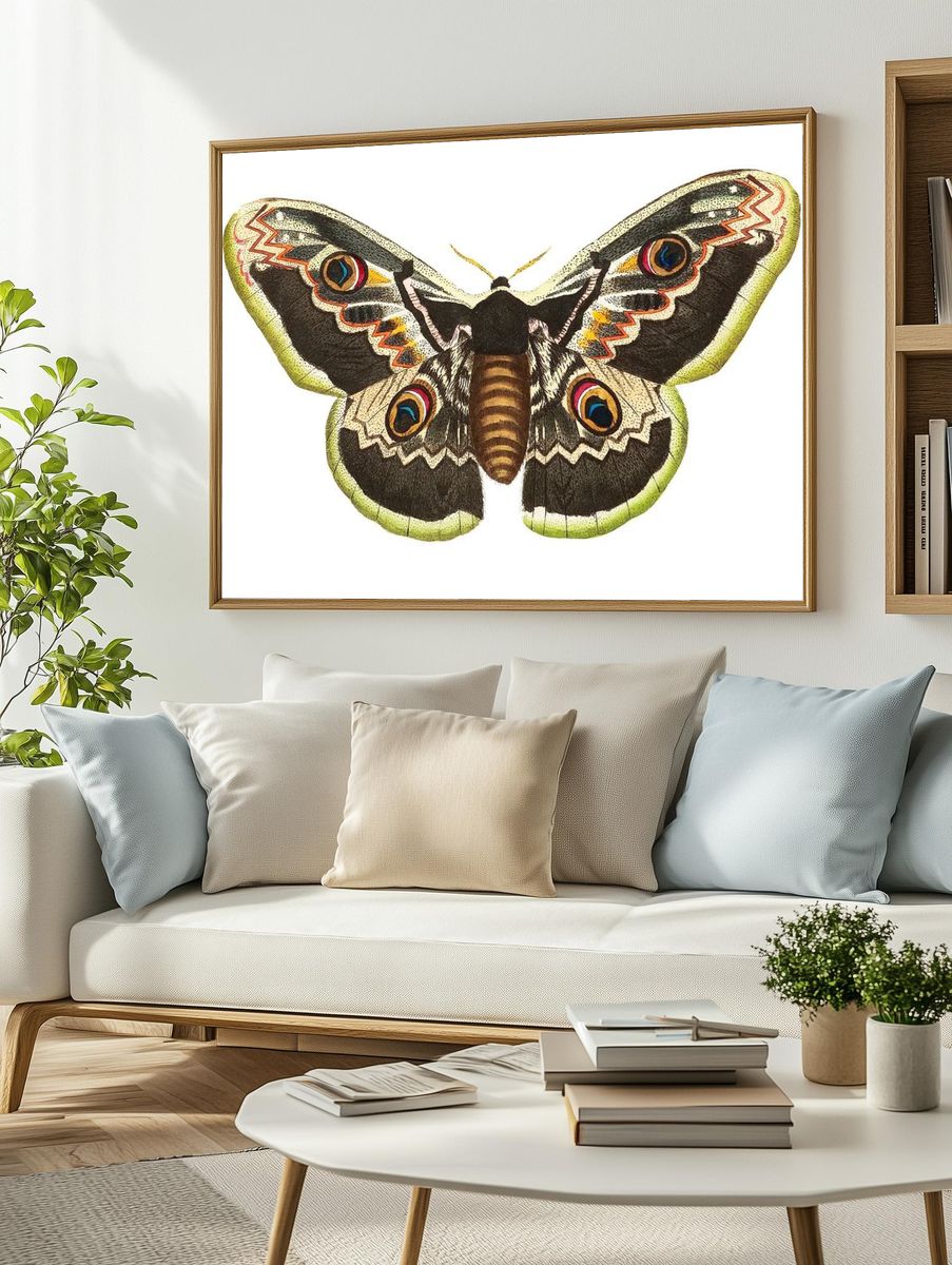 Great peacock moth satuania pyri. — room view 2