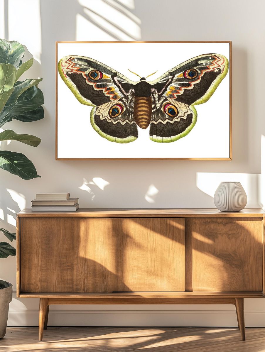 Great peacock moth satuania pyri. — room view 3