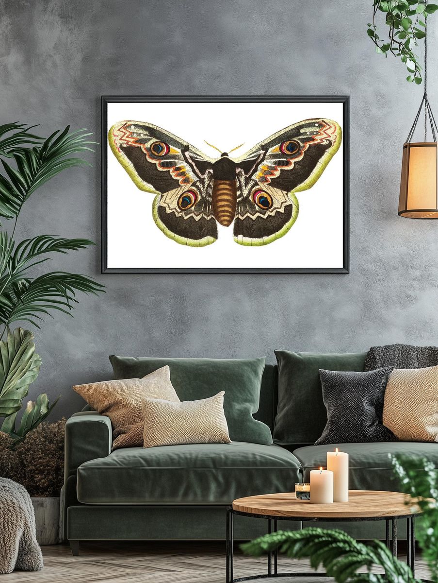 Great peacock moth satuania pyri. — room view 4