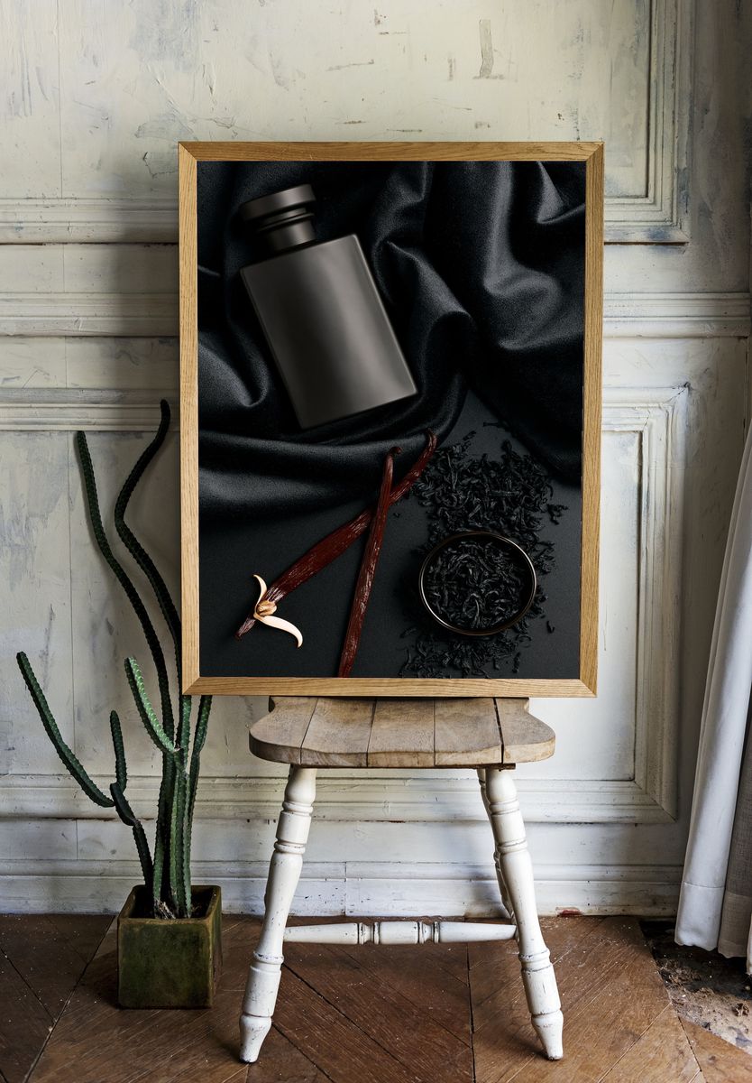 Black Vanilla Still Life Poster. — room view 1