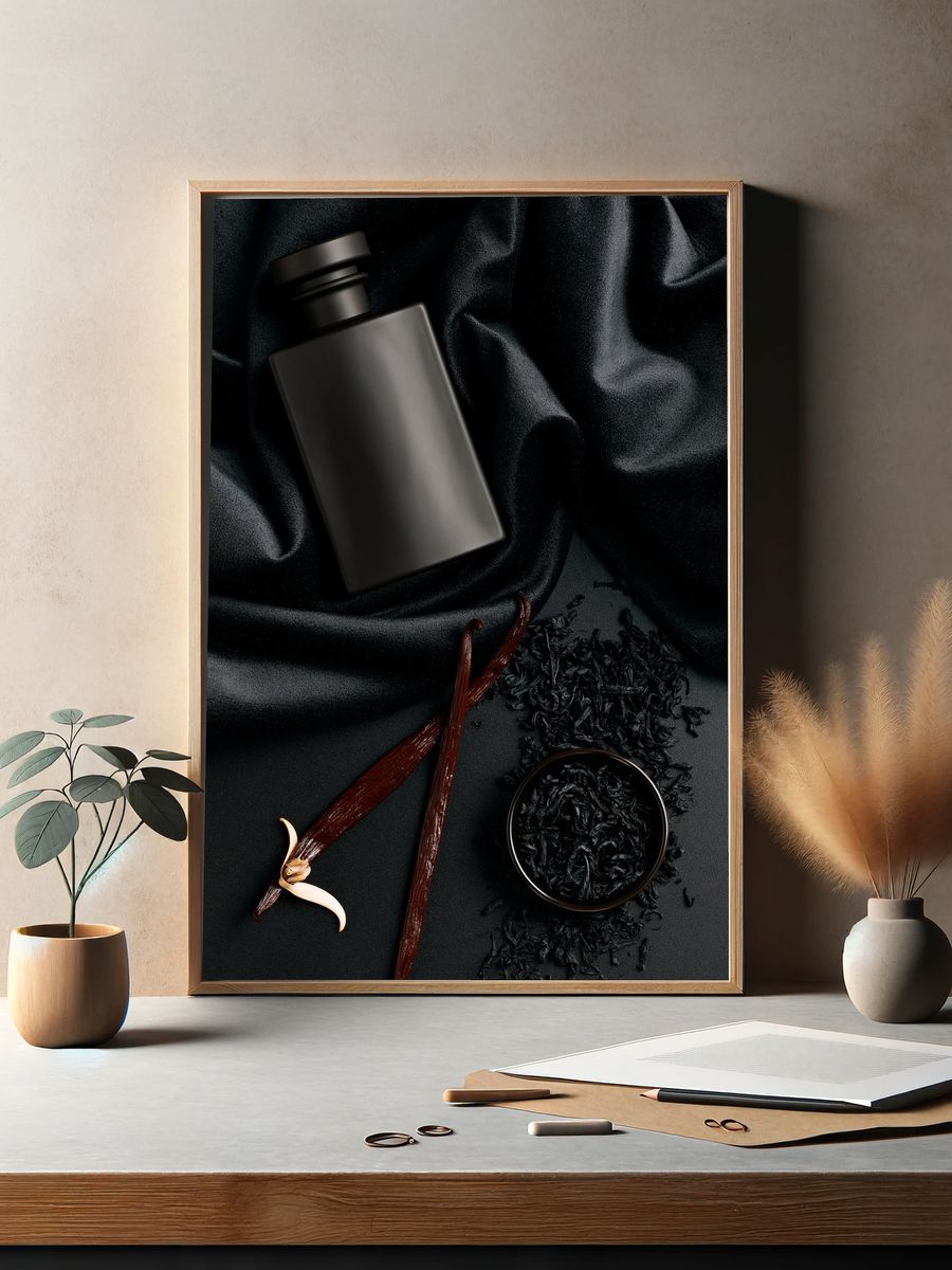 Black Vanilla Still Life Poster. — room view 2