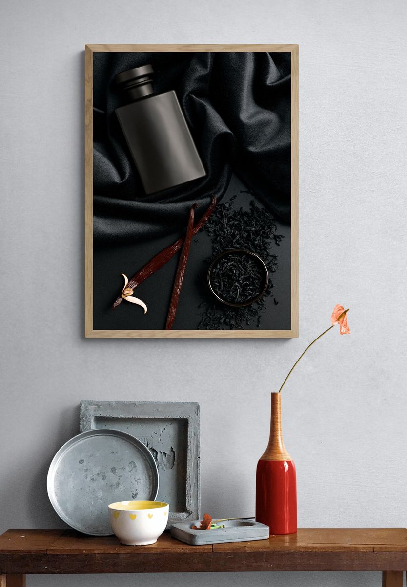 Black Vanilla Still Life Poster. — room view 3