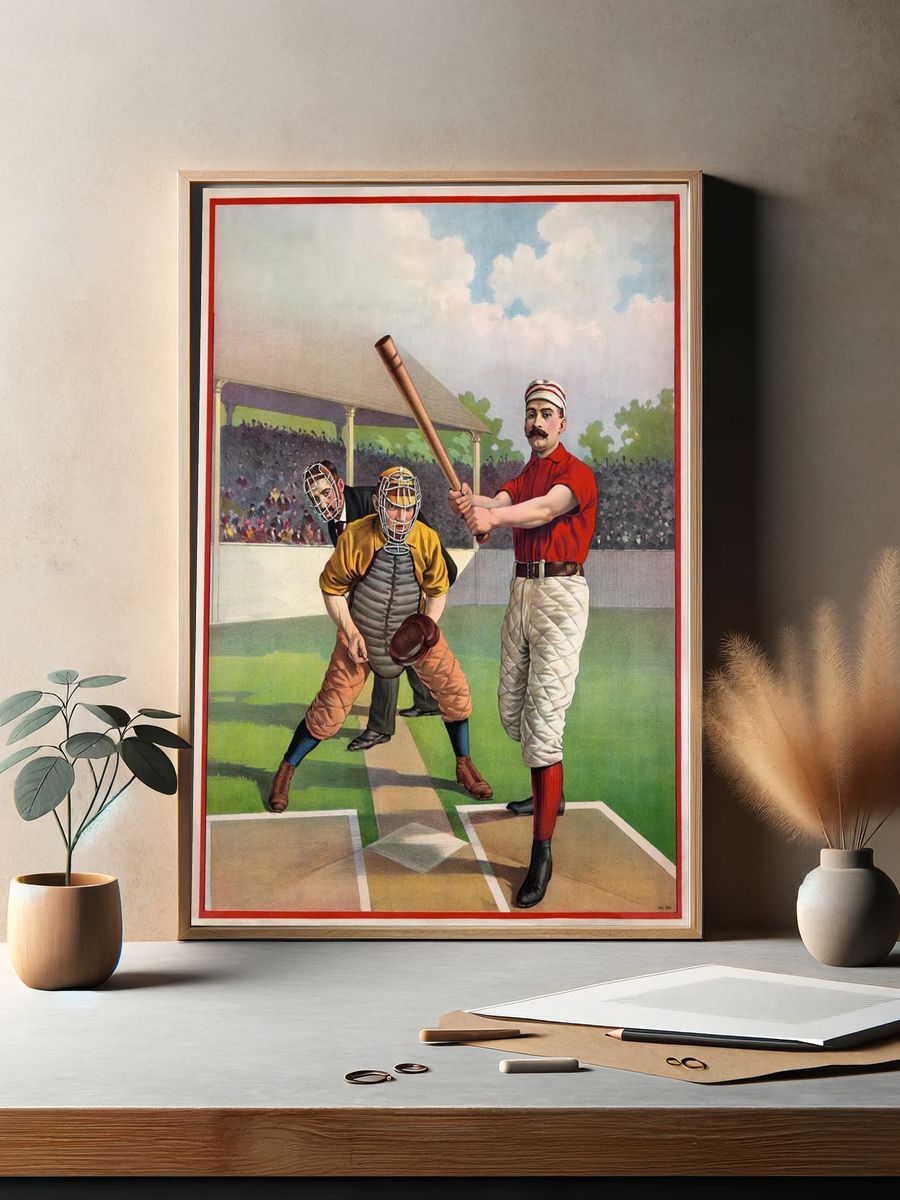 Vintage Baseball Players — Retro Print. — room view 2