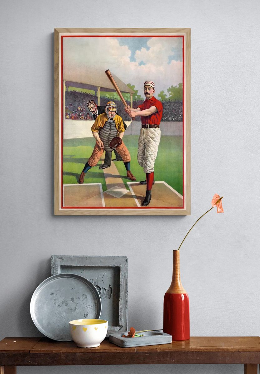 Vintage Baseball Players — Retro Print. — room view 3