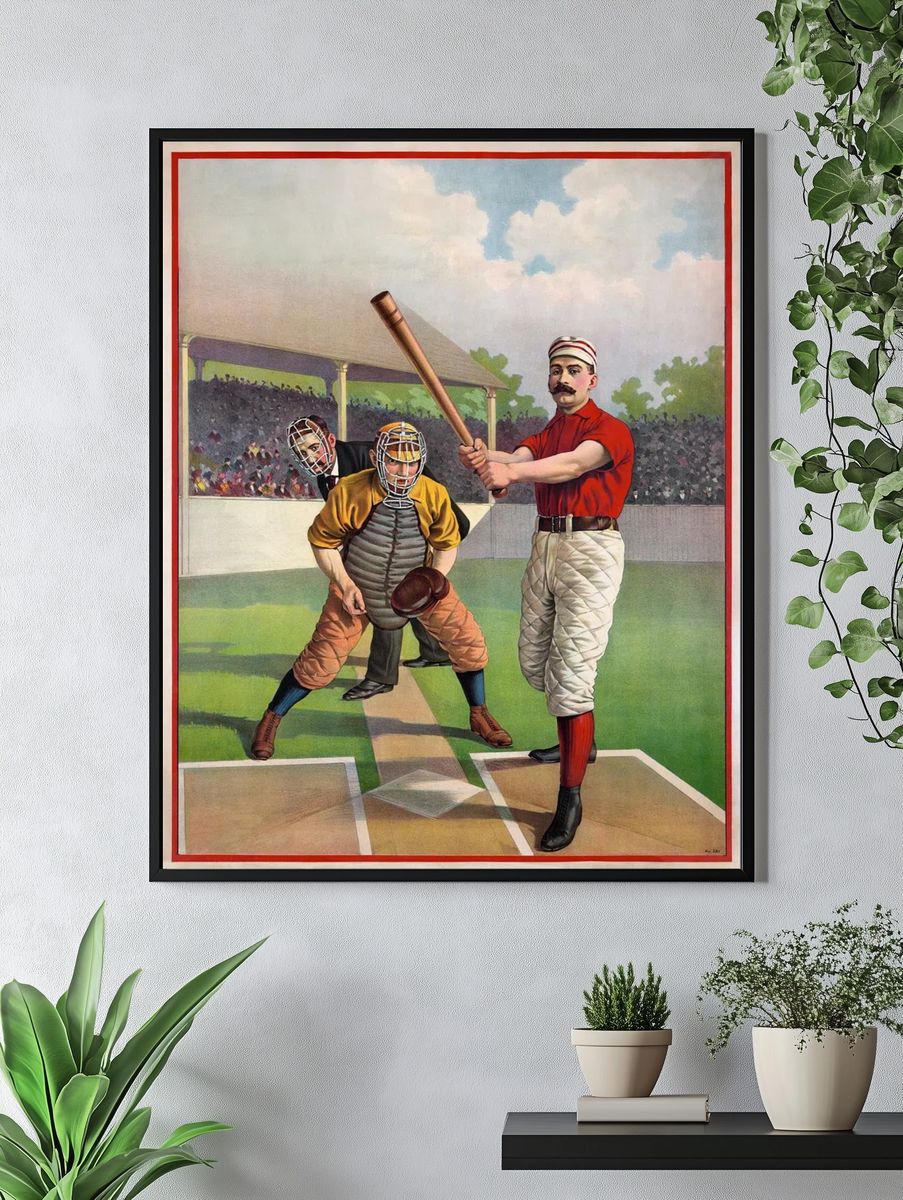 Vintage Baseball Players — Retro Print. — room view 4