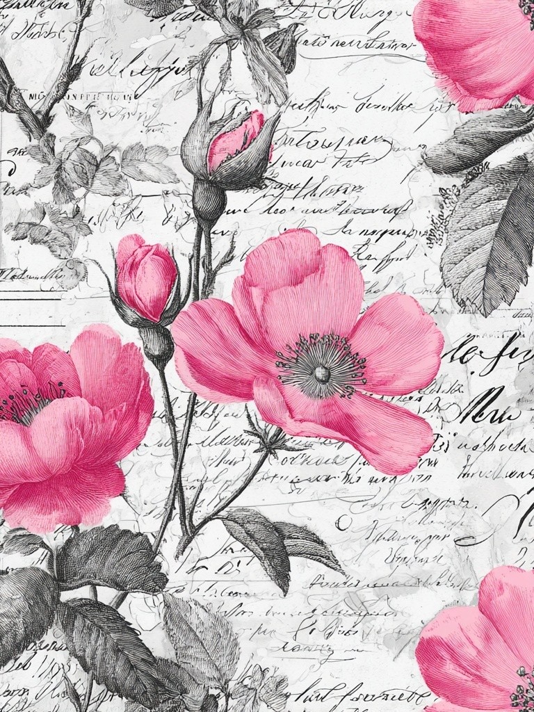 Pink Floral Vintage Poster. poster detail