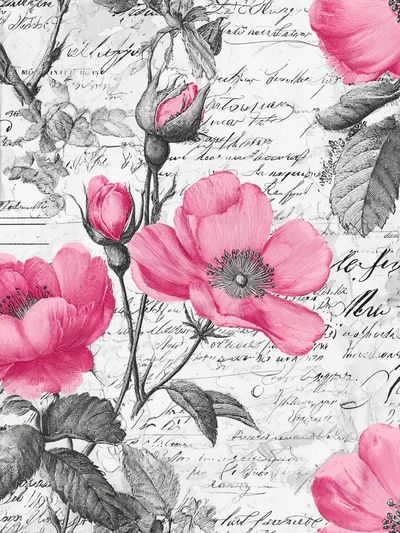 Pink Floral Vintage Poster. poster