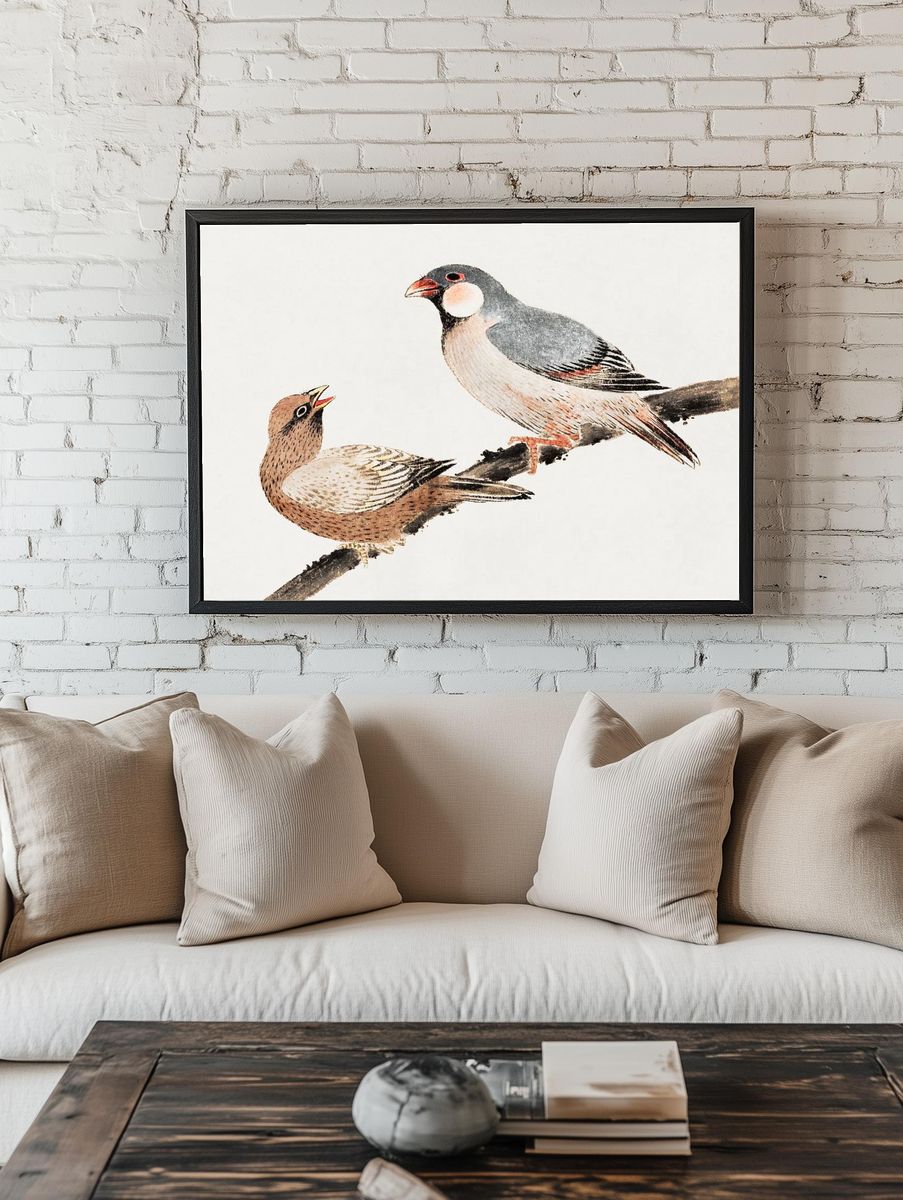Birds on a Branch — Vintage Print room preview