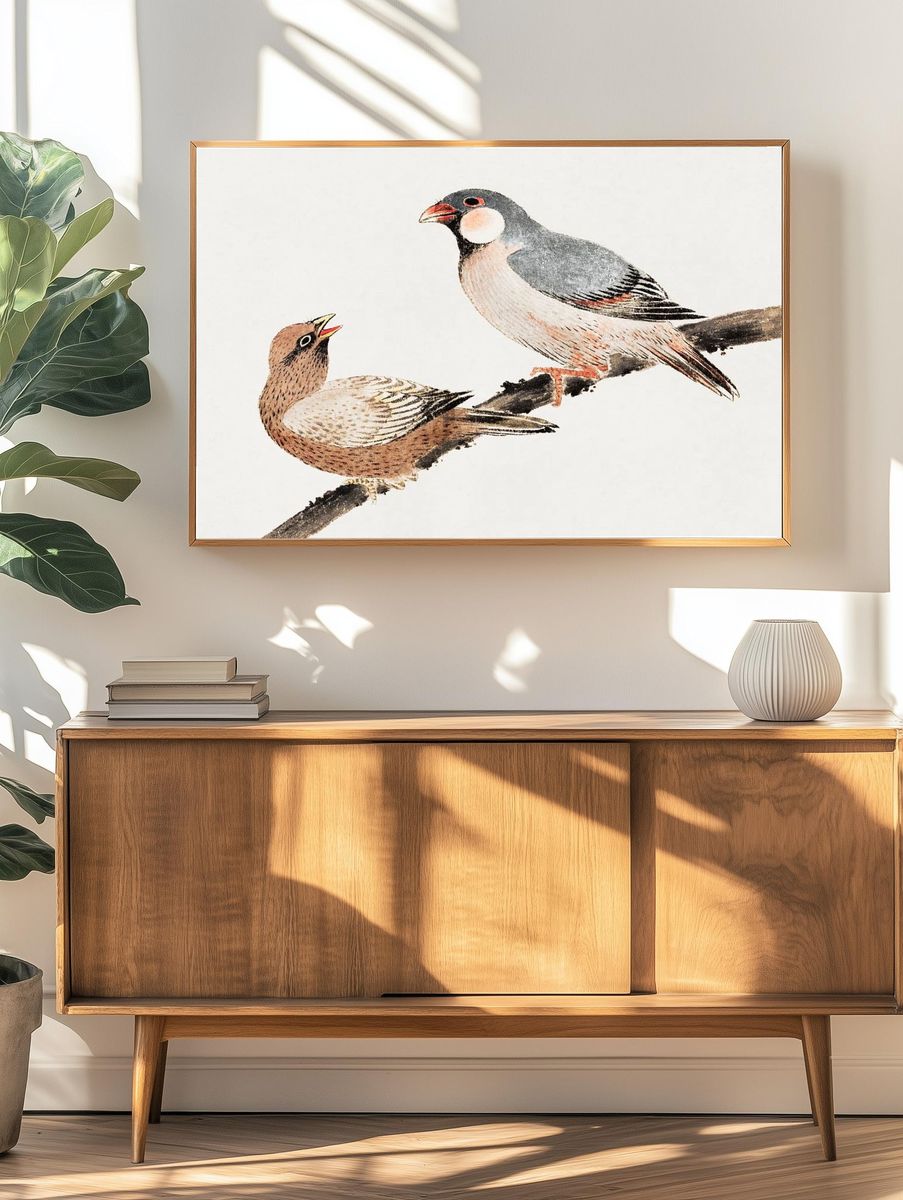Birds on a Branch — Vintage Print. — room view 3