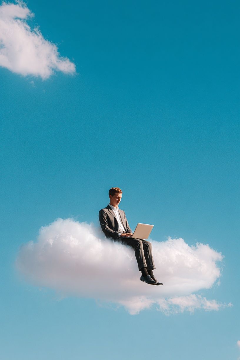 Businessman Working on Cloud — Surreal Print. poster detail