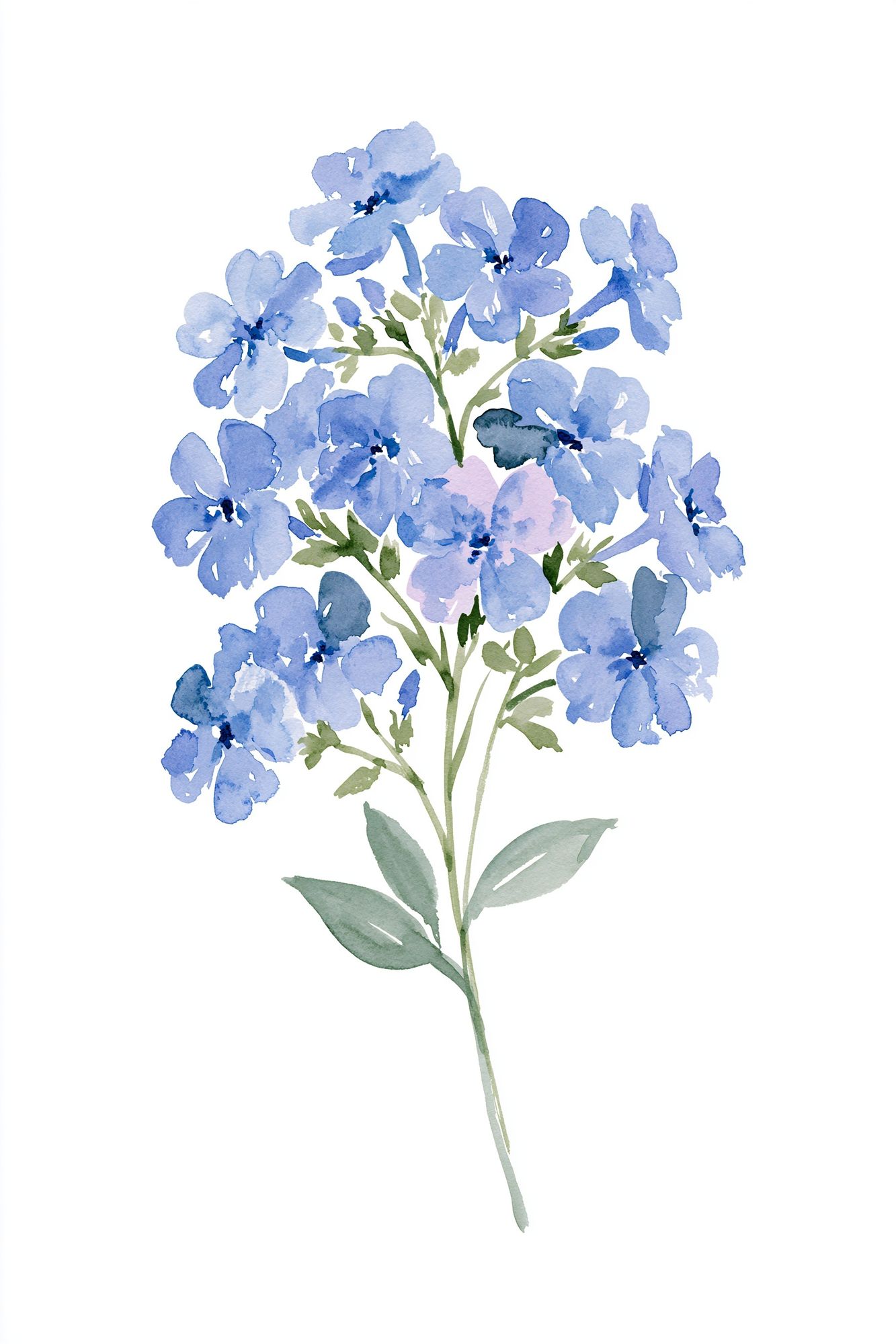 Blue Wildflower Watercolor Print. poster detail