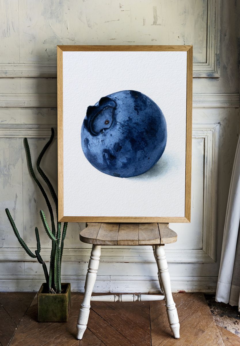 Blueberry Watercolor Print. room preview