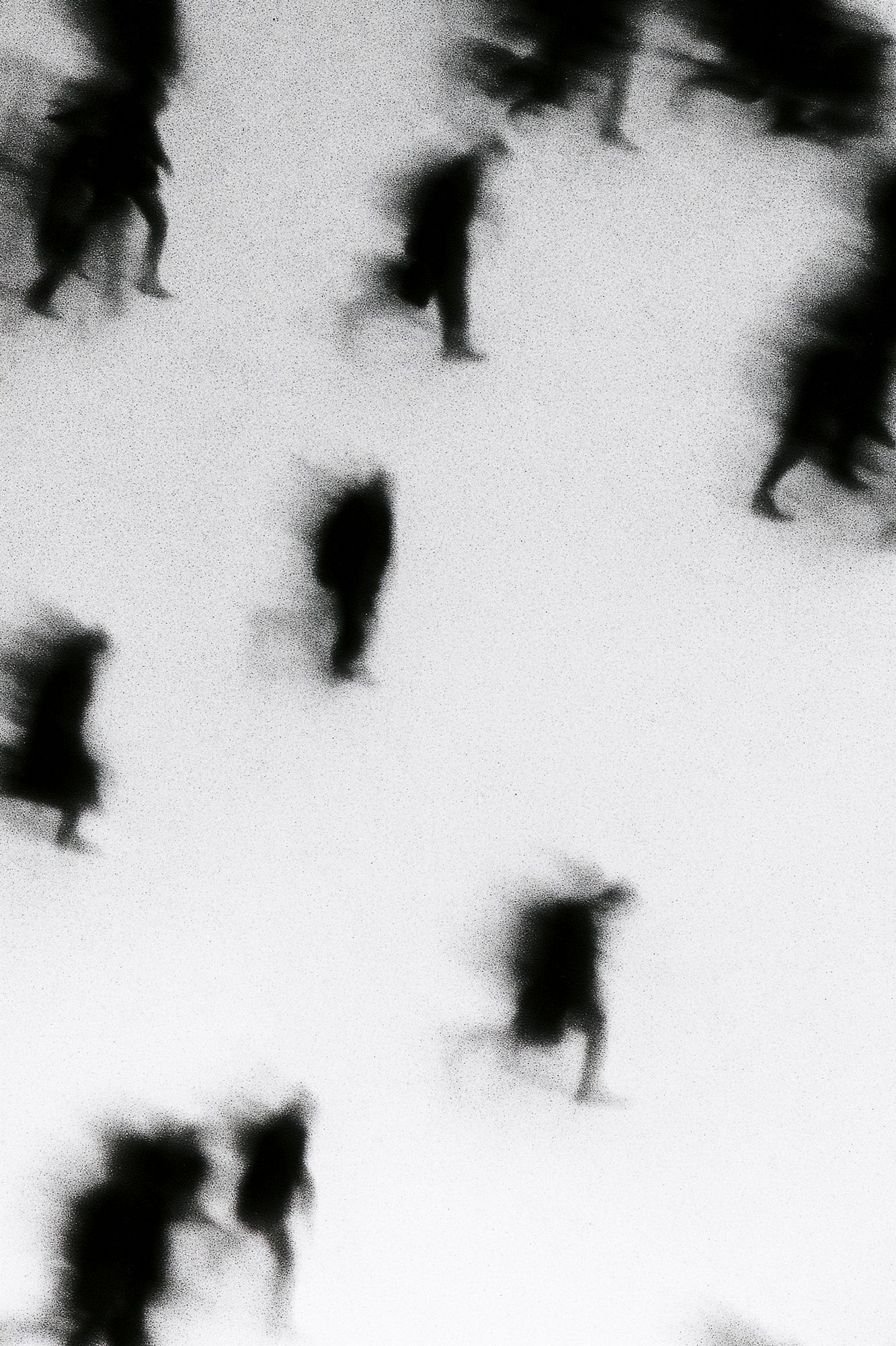 Blurred Figures Black-White Poster. poster detail