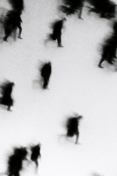 Blurred Figures Black-White Poster.