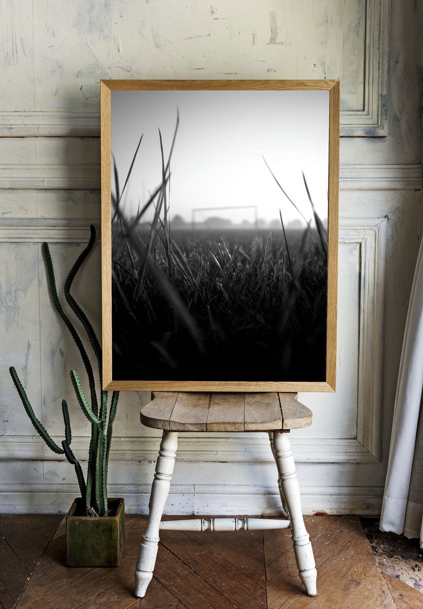 Soccer Field at Dawn — Black-White Print. — room view 1