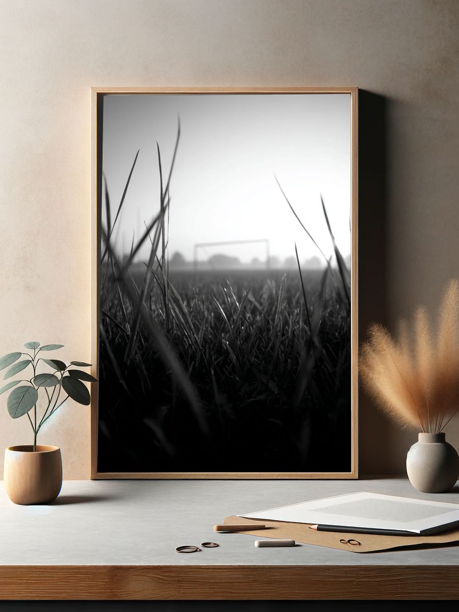 Soccer Field at Dawn — Black-White Print. — room view 2