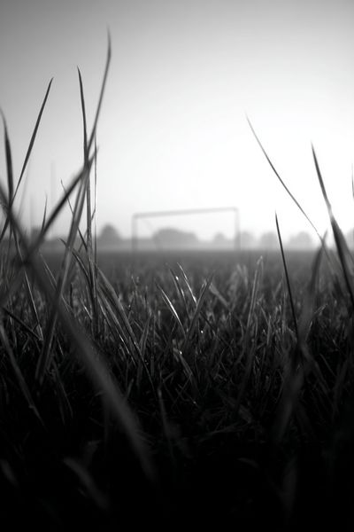 Soccer Field at Dawn — Black-White Print. poster