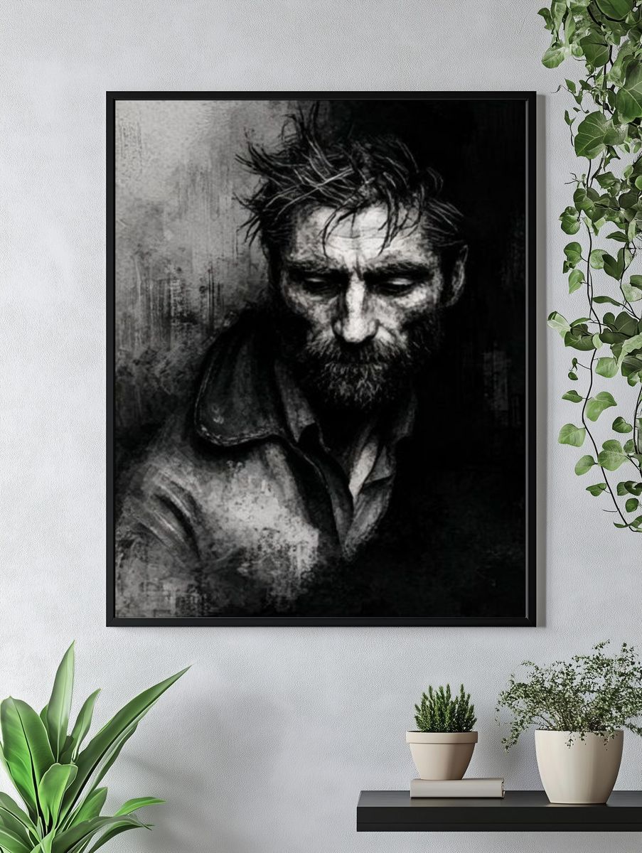 Brooding Man Portrait Print. — room view 4