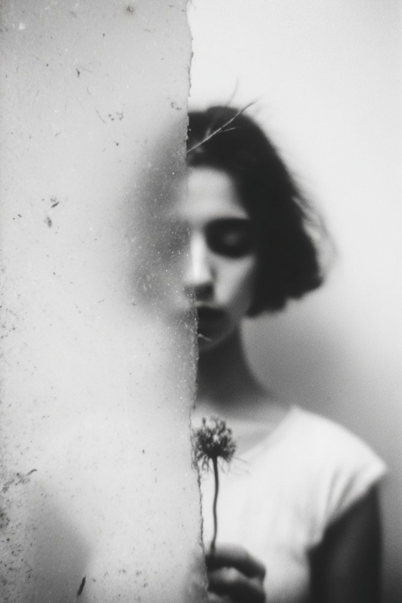 Blurred Portrait Black-White Print. poster detail