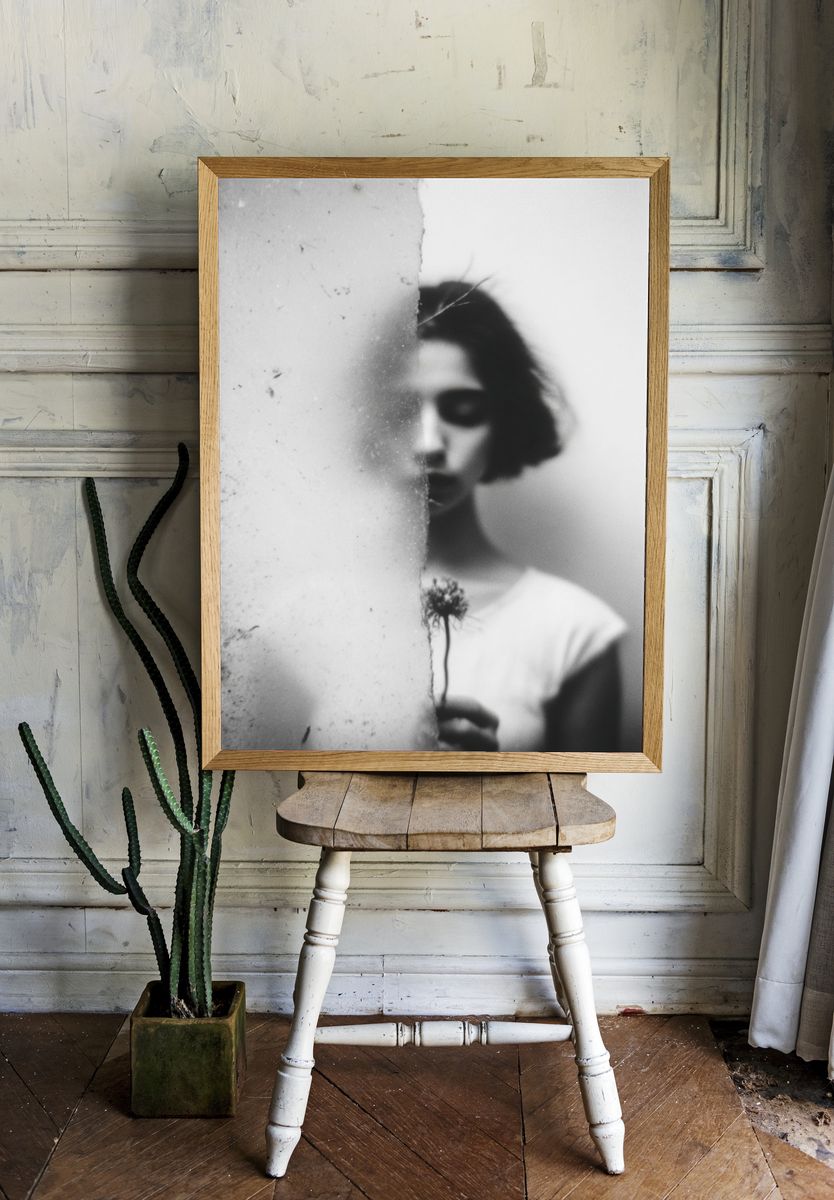 Blurred Portrait Black-White Print. — room view 1