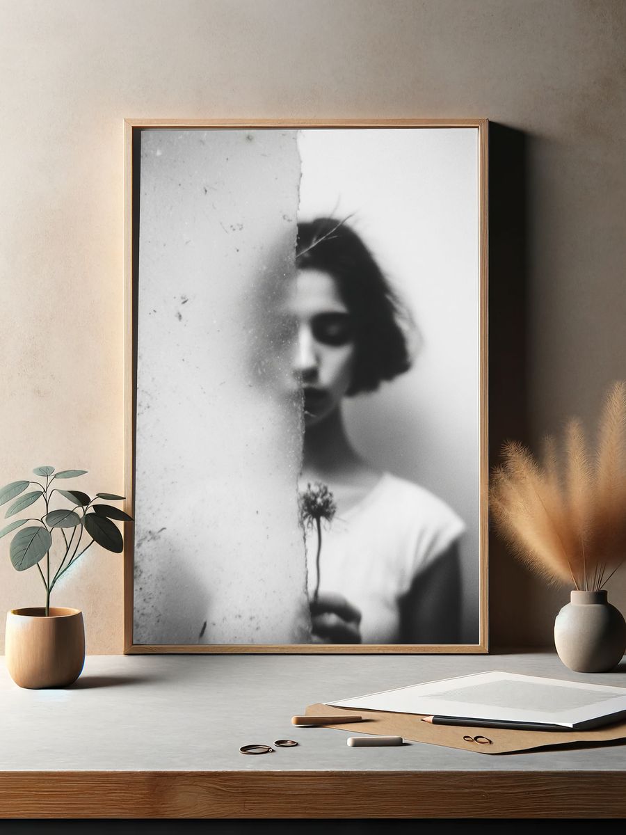 Blurred Portrait Black-White Print. — room view 2