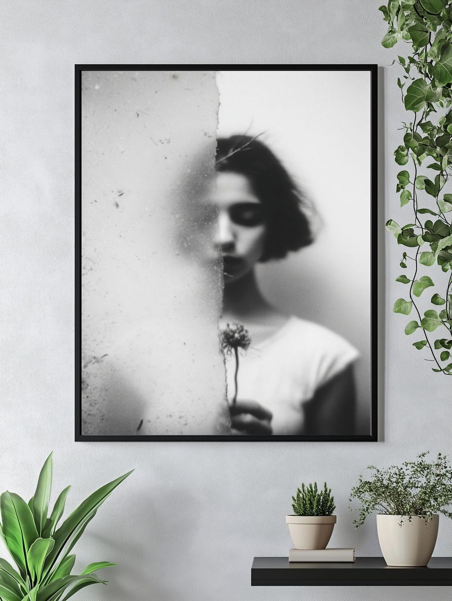 Blurred Portrait Black-White Print. — room view 4