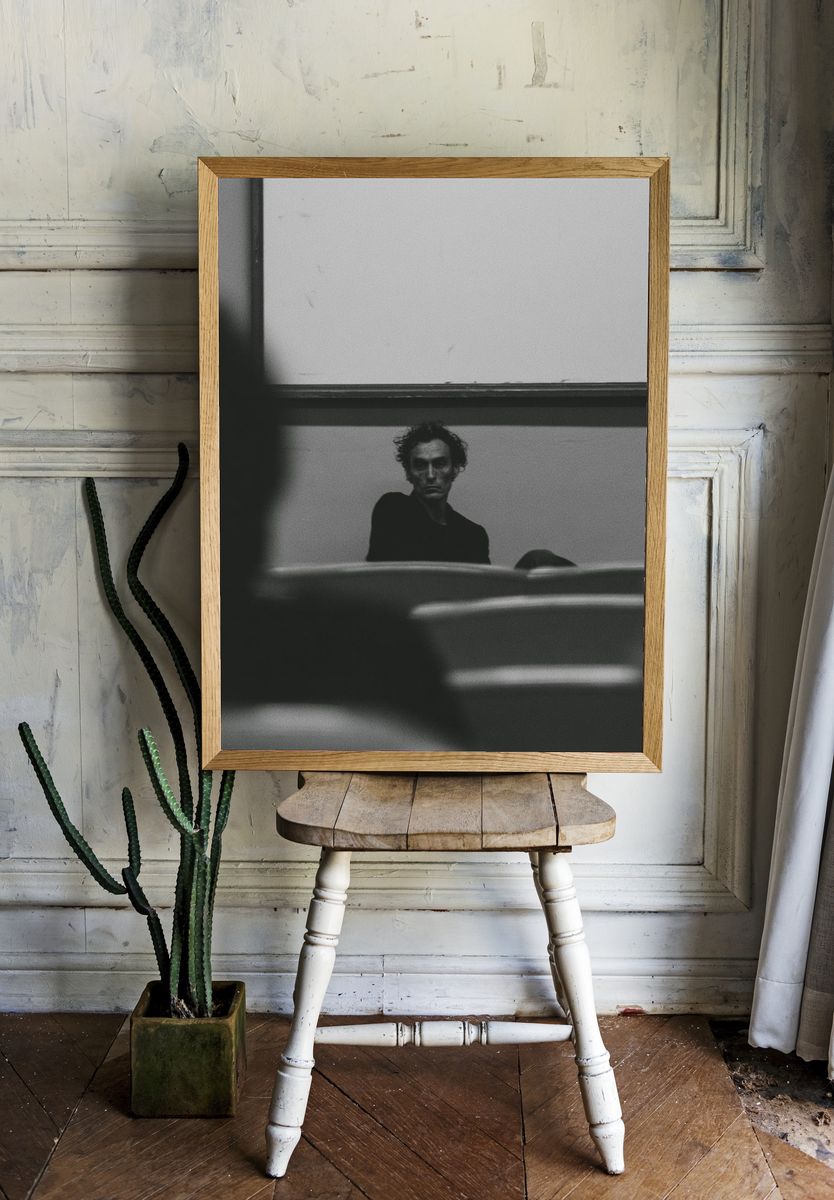 Moody Black and White Portrait Poster. room preview