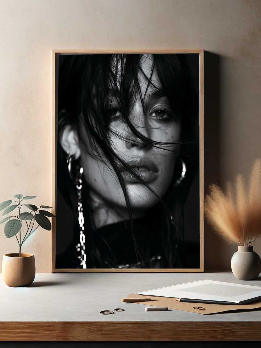 Moody Black and White Portrait Poster. — room view 2