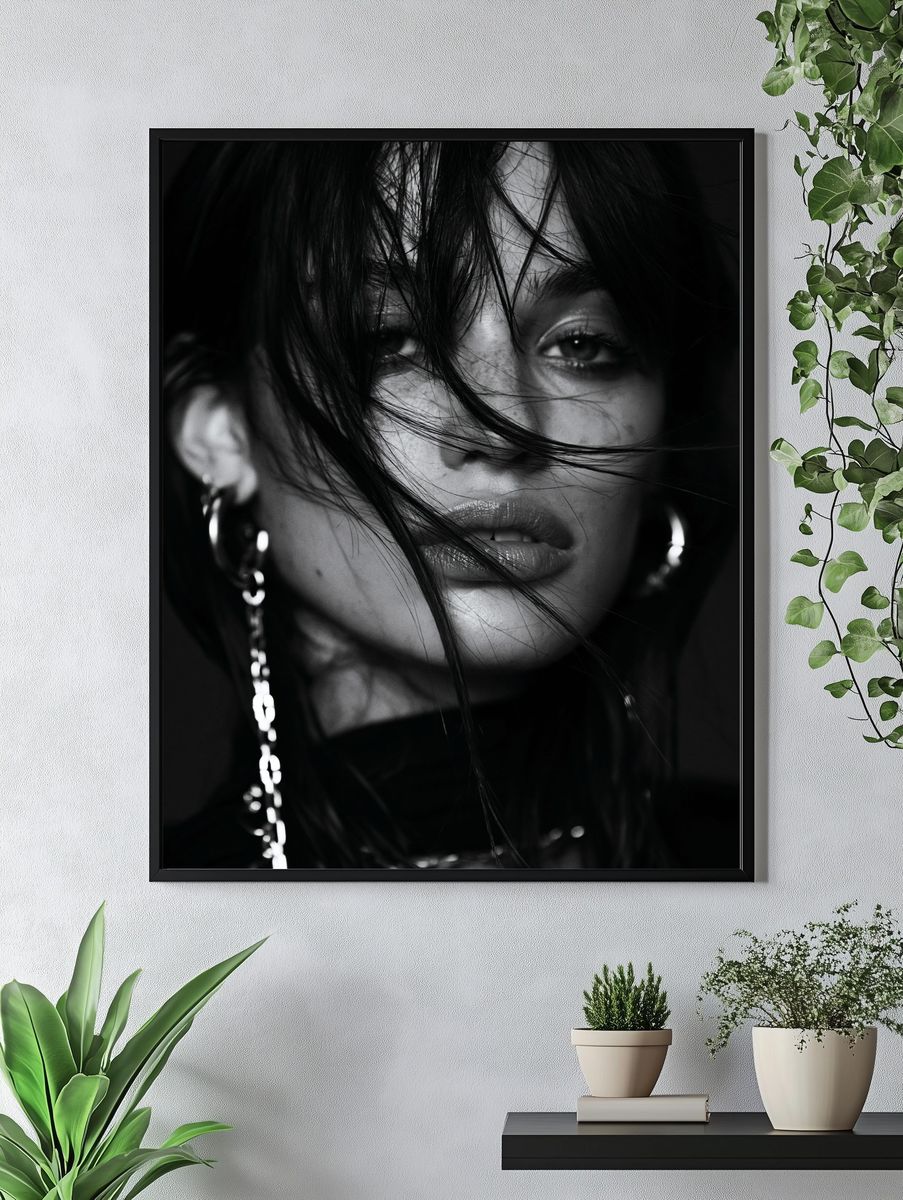 Moody Black and White Portrait Poster. — room view 4
