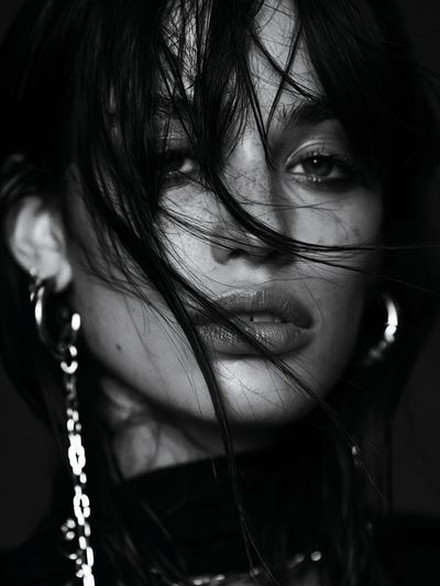 Moody Black and White Portrait Poster. poster