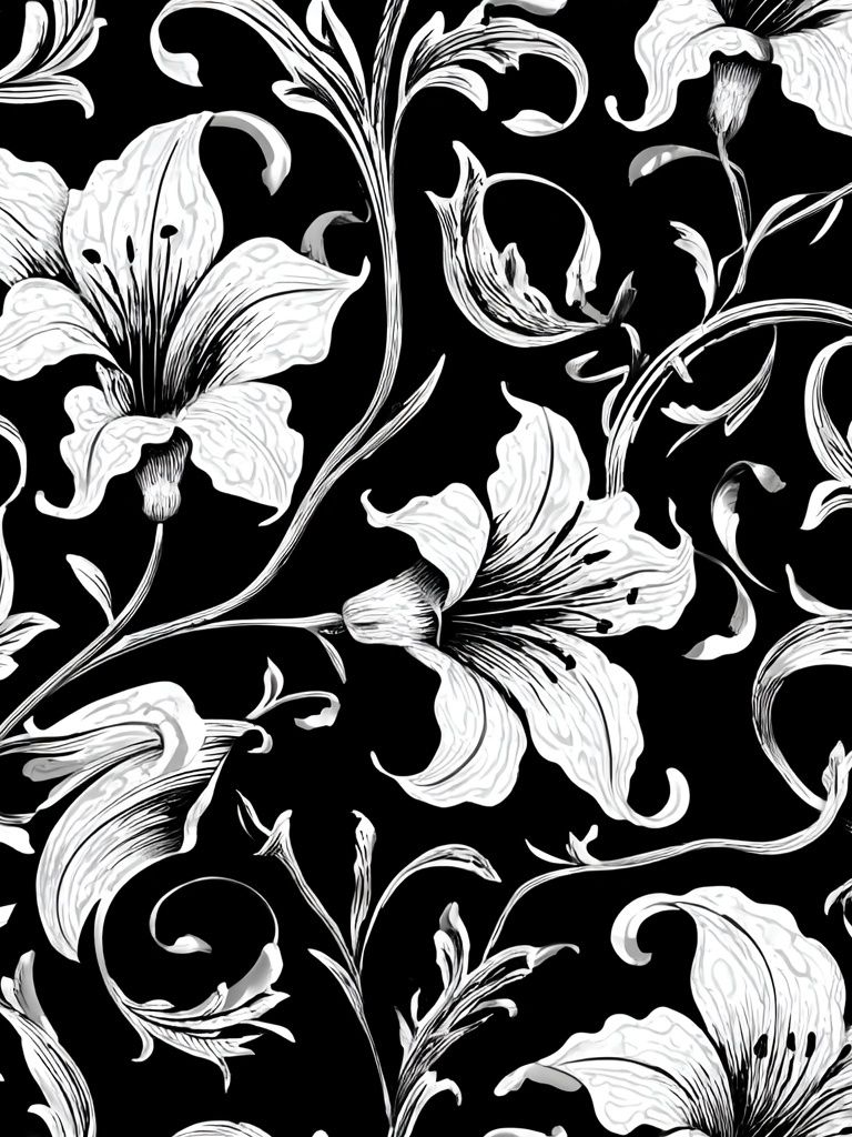 Floral Black and White Poster. poster — botanical art