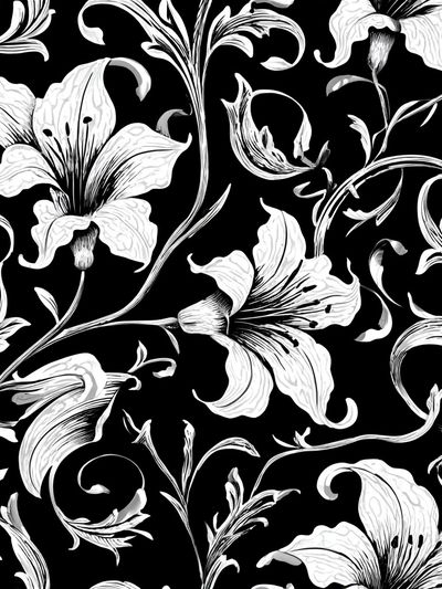 Floral Black and White Poster. poster