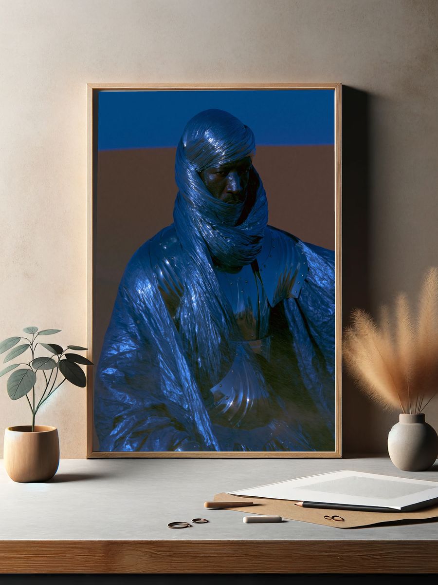 Blue Wrapped Figure Photography Poster. — room view 2