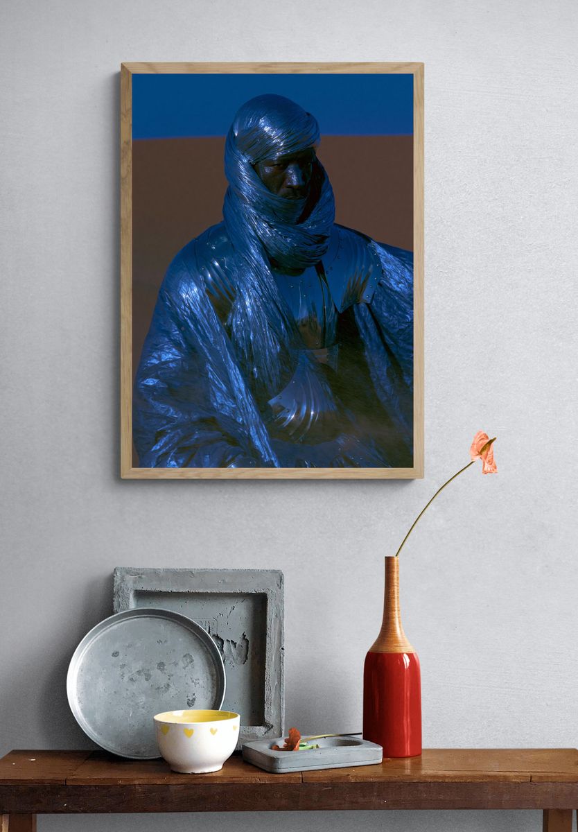 Blue Wrapped Figure Photography Poster. — room view 3