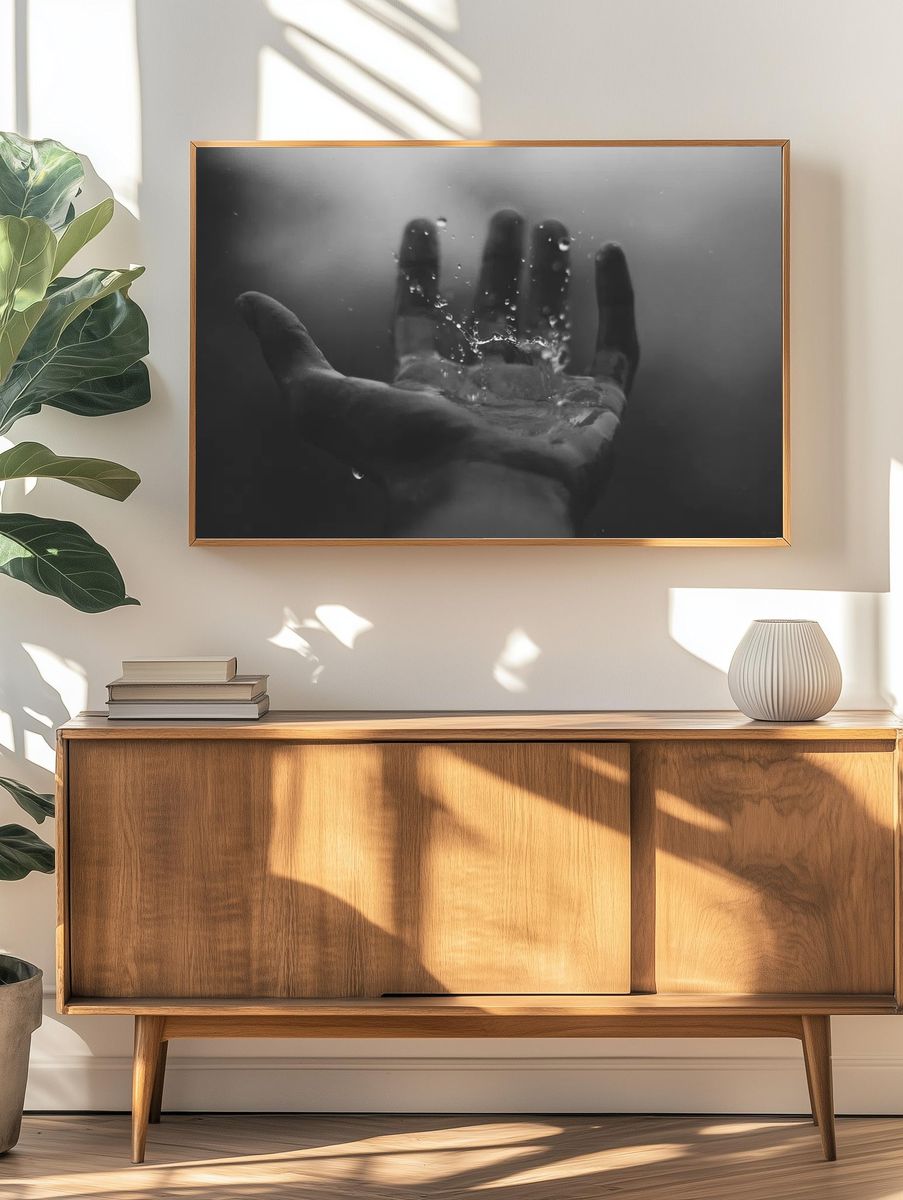 Water Splash — Black and White Photography Poster. — room view 3