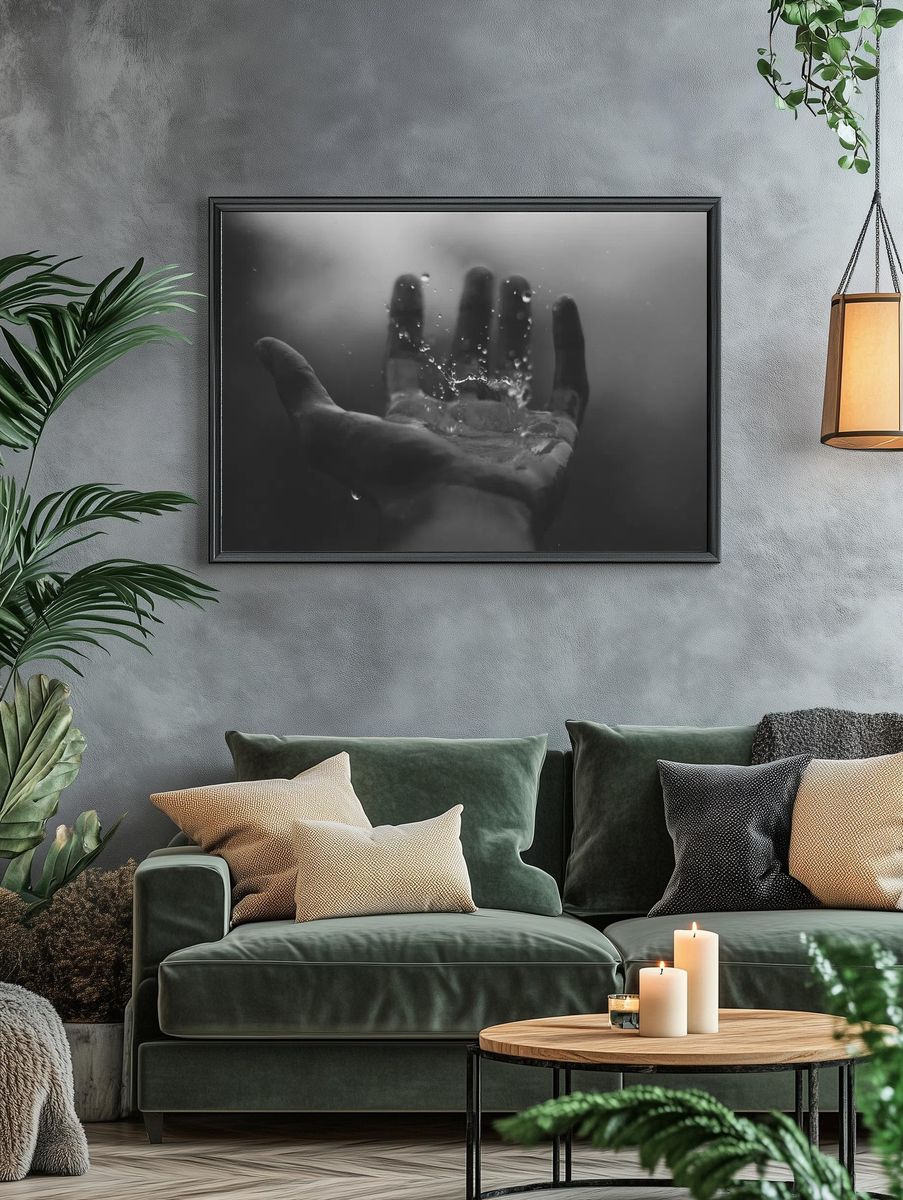 Water Splash — Black and White Photography Poster. — room view 4