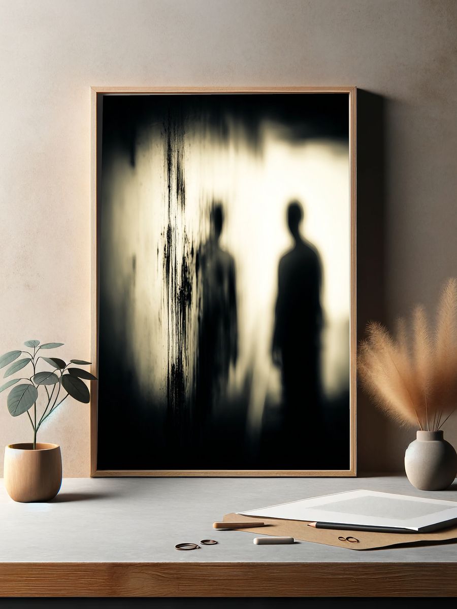 Silhouetted Figures — Black-White Print. — room view 2