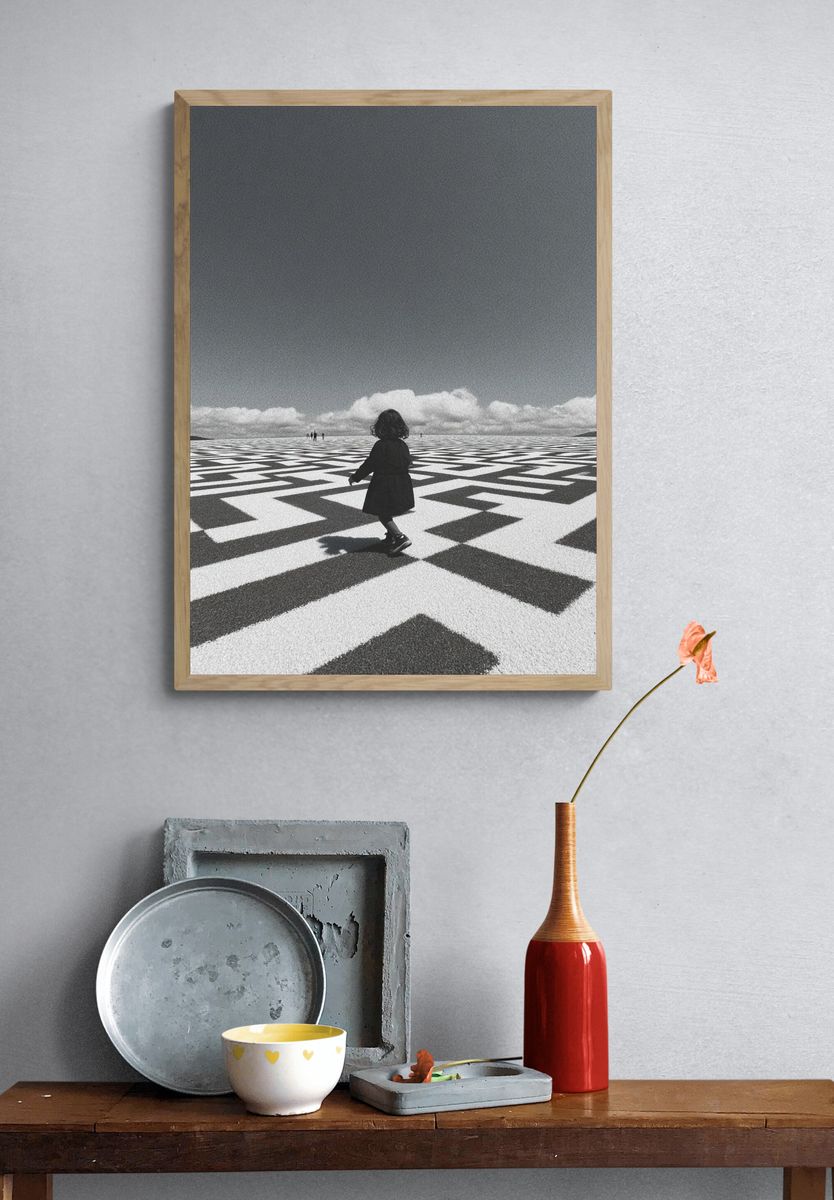 Child Walking on Geometric Pattern — Photography Print. — room view 3
